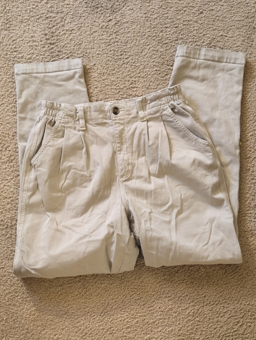 American Eagle Outfitters Women's Cropped Pleated Pants - Light Beige
